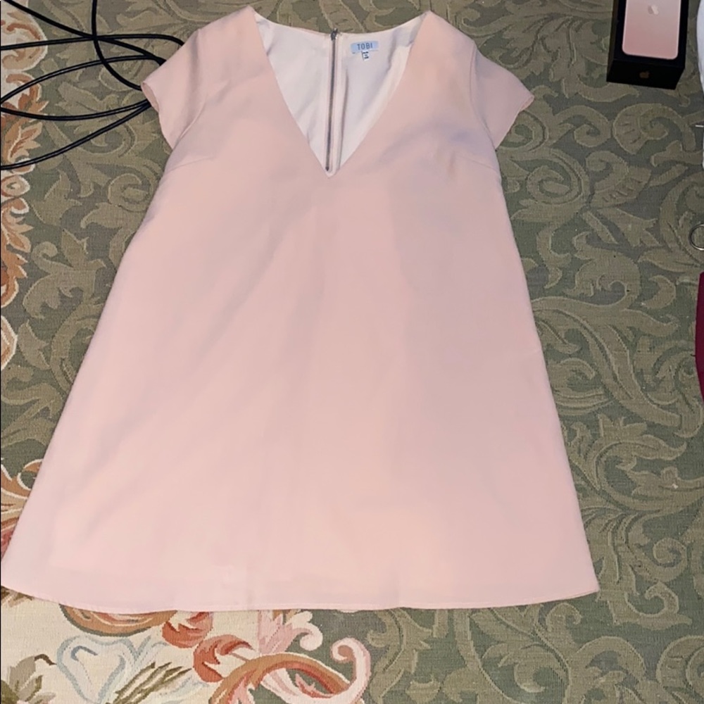 Deep V Neck Pale pink Dress